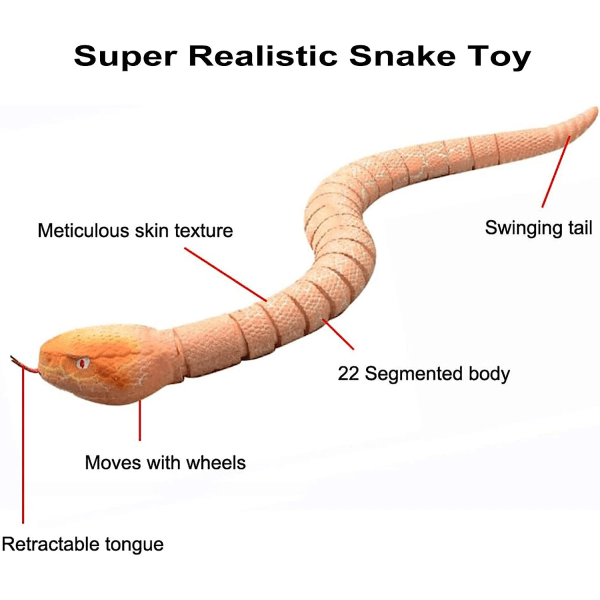 Realistisk fjernstyrt slange leketøy rask bevegelse simulering falsk klapperslange robot leketøy batteri drevet slange egg kontroller USB lading (oransje)