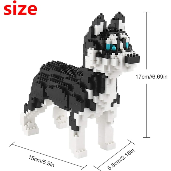 Mikrobyggstenar Mini Husdjur Byggstenar Leksaker för barn Husky