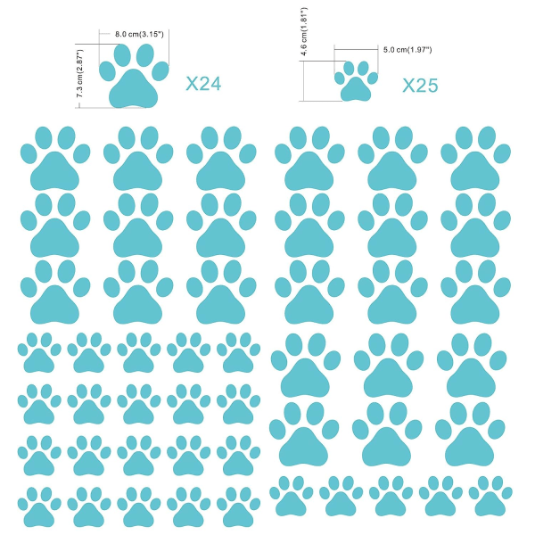49 stk/sett med hundepotespor klistremerker Vinyl poteavtrykk klistremer Dyreavtrykk veggkunstdekor Bildekor