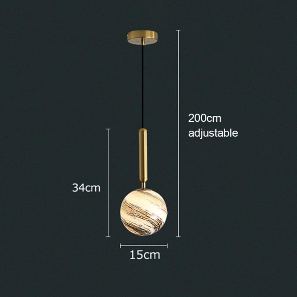 Nordisk moderne minimalistisk lysekrone glasskule taklampe enkelt hode hengende loft lysekrone soverom (transparent vannbølge)