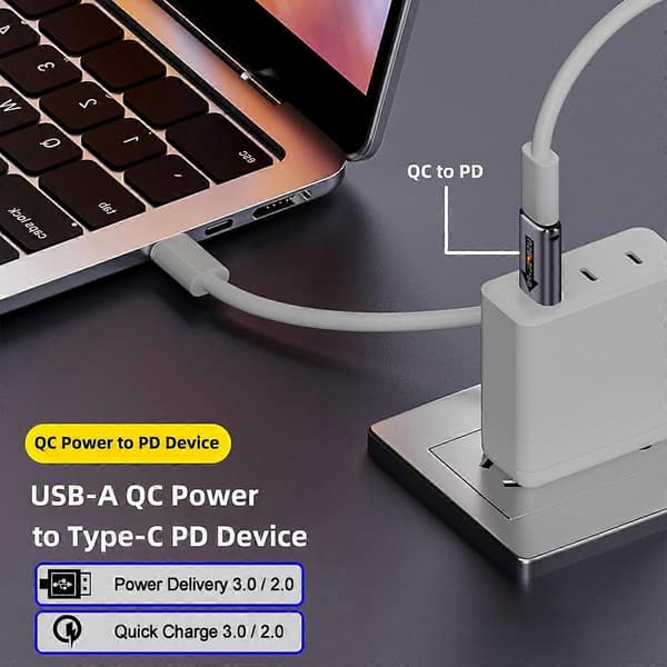 UC-167-QC 2 KPL USB 2.0 QC Uros - PD Type-C Naarasadaptereita LED-valolla