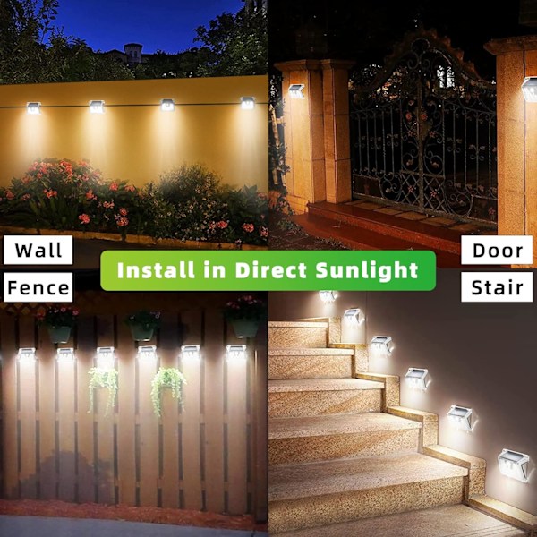 Solcellelamper Utendørs, 4-pakning 33LED Solcellelamper Utendørs med Bevegelsessensor, IP65 Vanntett Veggbelysning, Trådløs Solcellelys for Terrasse, Trapper