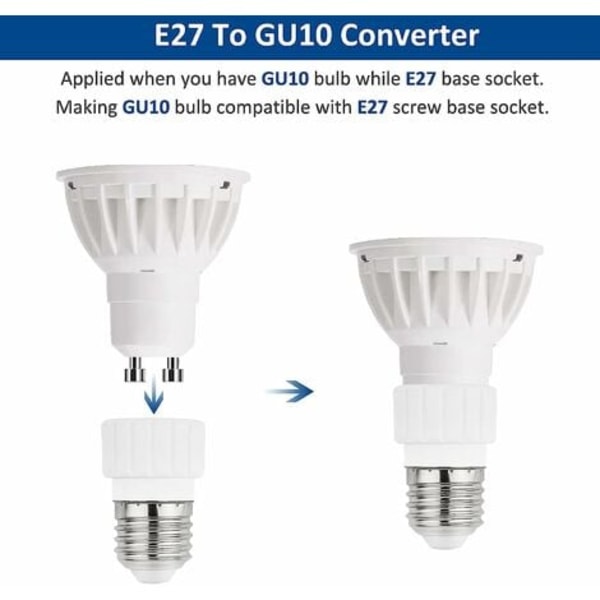 E27-GU10-sovitin, 220V, E27 GU10 -sovitinadapteri LED-lampuille, halogeeni- ja CFL-lampuilla, keraaminen sovitin, 6 kpl