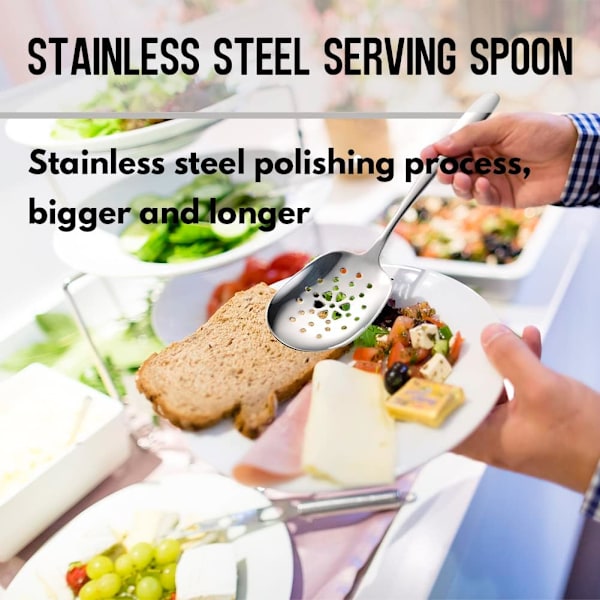 Serveringsske, 2 STK Store Serveringsskeer, Serveringsske og Hulske i Rustfrit Stål, Buffet Serveringsske til Hjemmefester