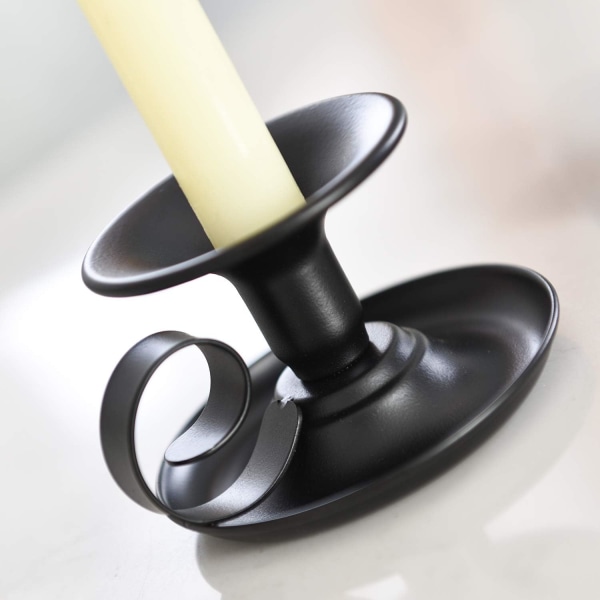 Retro rautakartioinen kynttilänjalka, 2 kpl, yksinkertainen musta kynttilänjalka kynttilänjalka