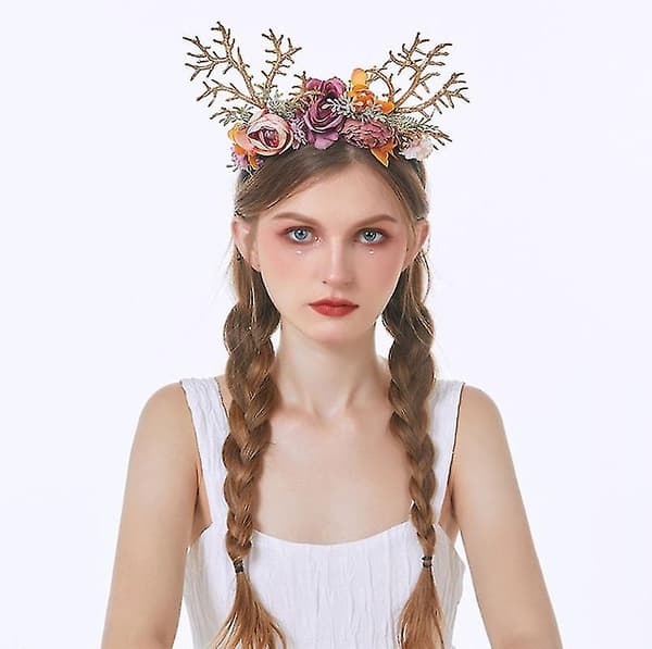 Renn horn diadem blommor älg kläder accessoarer