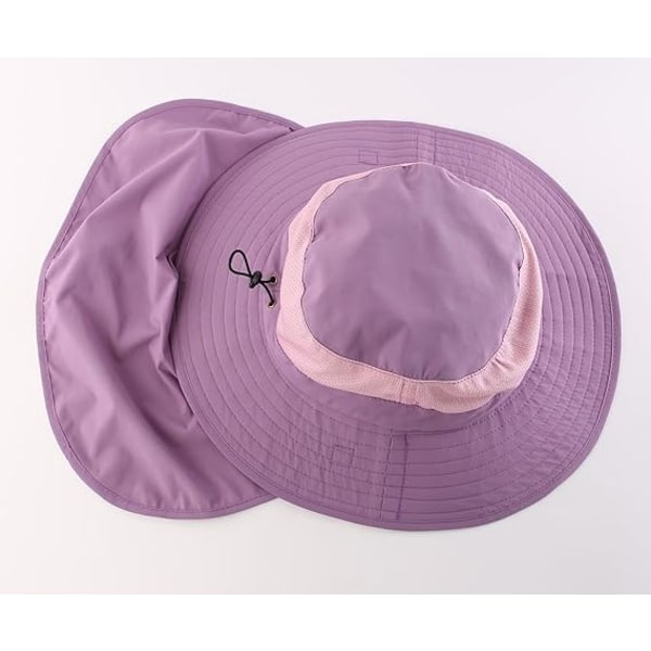 Utomhus UPF50+ Mesh Solhatt Bred Brätte Fiskehatt med Nackskydd PURPLE