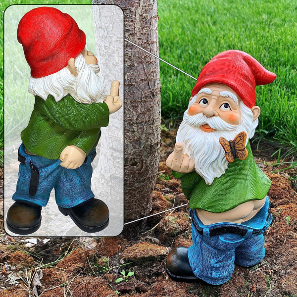 Mood Lab Trädgårdstomte - Byxor Ner Tomte - 9,3 Tum Hög Staty Trädgård Figur