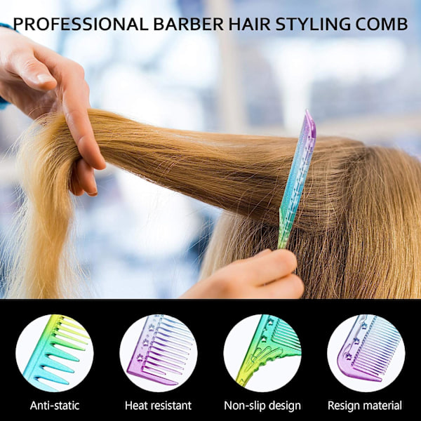 3-pakning Fine Cutting Combs Salon Combs Fine Tooth Combs Styling Combs Anti-Static Heat Resistant Hair Combs (Rainbow)