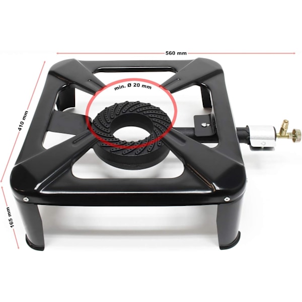 Utendørs gasskomfyr 40*40*16 cm 8500W stålkomfyr for camping, fritid, fotturer, propan/butan bruk