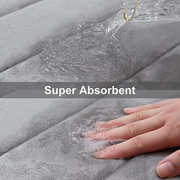 Memory Foam Bløde Bademåtter - Skridsikre Absorberende Badeværelsestæpper Gummibagside Løb
