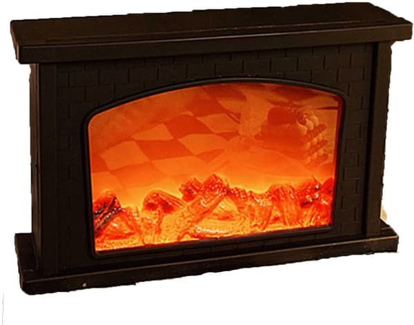 Dekorativ pejs lanterne, pejs lys LED simulerer log flamme effekt, touch switch og USB-drevet