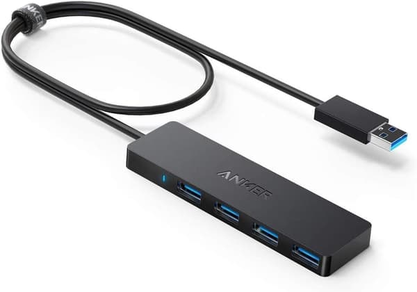 4-Port USB 3.0 Hub, Ultra-slank Data USB Hub med 2 ft Forlænget Kabel [Opladning Ikke Understøttet]