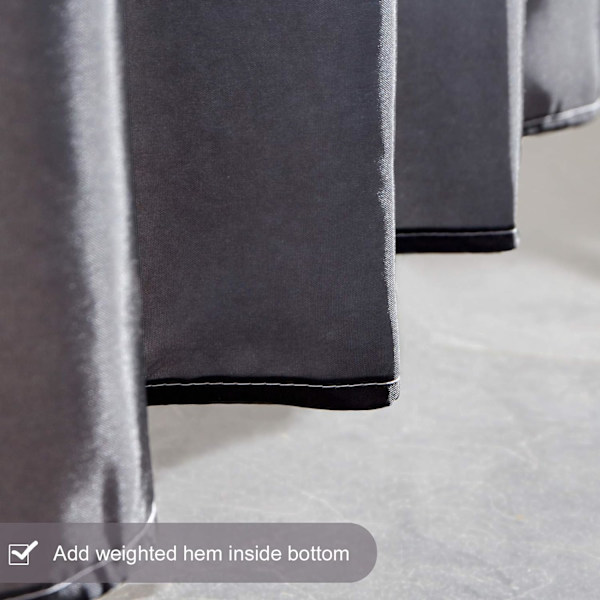 Vandtæt polyester tekstil badeforhæng med 10 ringe bruseforhæng 150x180cm