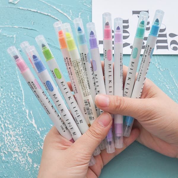 Æstetiske Highlighters, 12 Pak Neutral Highlighters Dual Tip Assorterede Farver Highlighter Markører