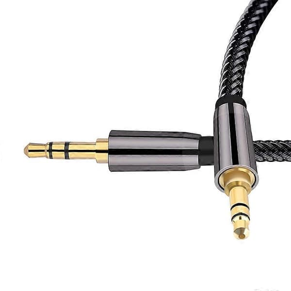 2m Nylonflätad Aux 3.5mm Hane till Hane Kabel Ljudförlängningssladd