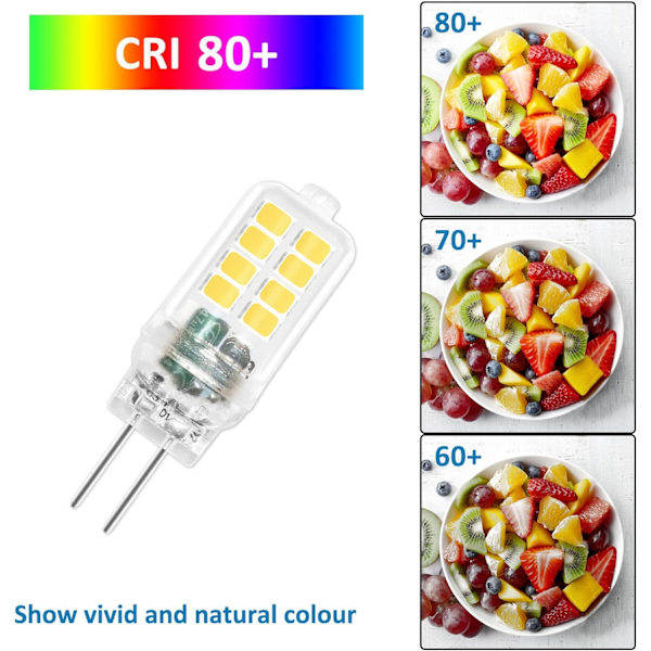 G4 LED-pære 12V 3W, ikke-dimbar, 16*SMD 300LM kald hvit 6000K, 25W G4 halogenpære-ekvivalent, G4 LED-pære for lysekrone, 6-pakning