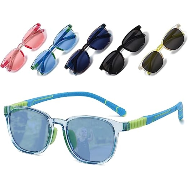 Skidsolglasögon för barn Polarized - Barnsolglasögon flexibel båge för pojkar Toddler 3-8 år (grön)