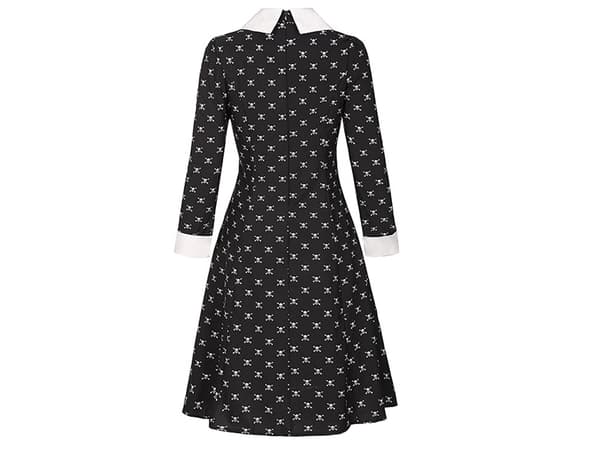 Kjole Wednesday Addams kostyme barn halloween forkledning 125