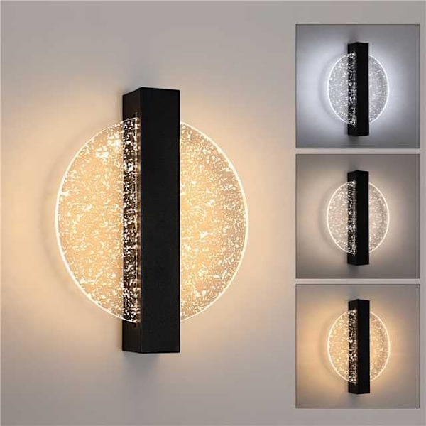 6W dæmpbar LED væglampe, moderne indendørs aluminium væglampe, LED væglampe senglampe, sort rund akryl væglampe, 3000K-6500K