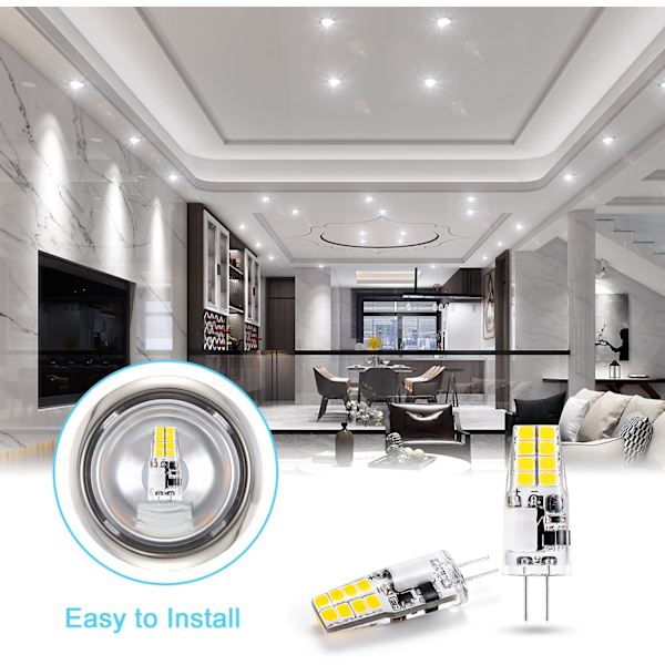 3W G4 LED-pære, 6000K koldt hvidt, 35W G4 halogenpæreækvivalent, AC/DC 12V, 300 lumen, ikke-dæmpbar, 10-pak