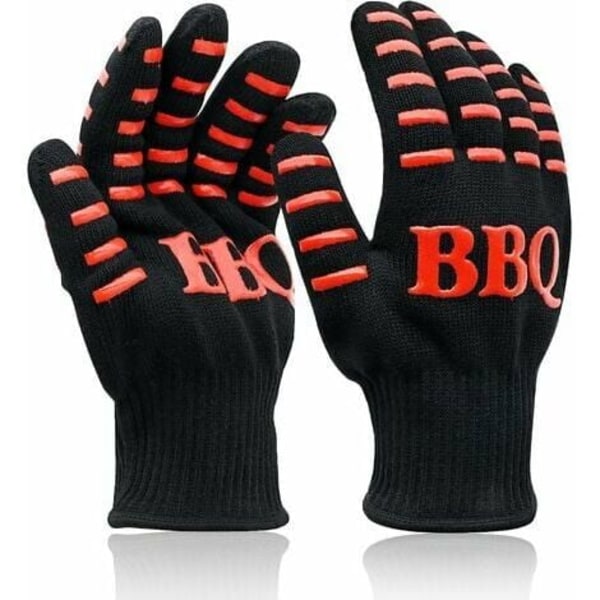 Grilling Gloves Extremely Heat Resistant Up To 800°C - 1 Pair Non-Slip Microwave Mitts - For Grilling, Cooking, Grilling, Baking - Red