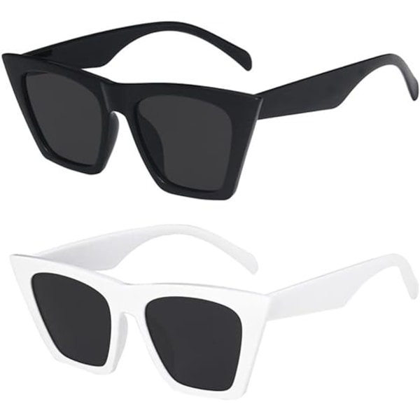 2kpl Naisten aurinkolasit Miesten Vintage Big Frame Naisten Shades UV400 aurinkolasit black+white