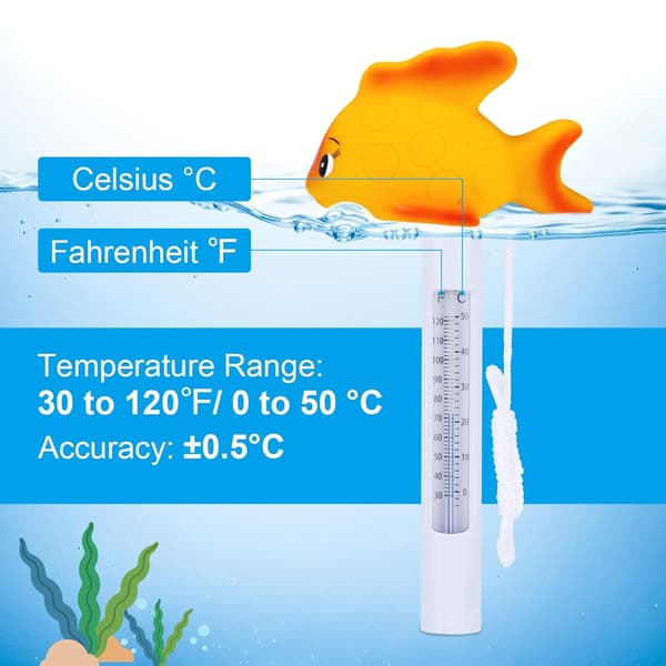 Simtermometer för pool, stor och lättläst termometer med rep, flytande termometer för utomhus- och inomhuspooler, spa och badtunnor