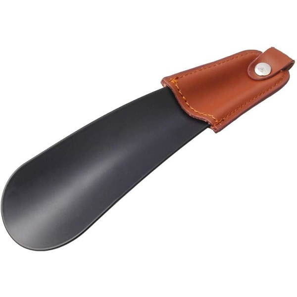 Metallista kengänvetolaite nahkahihnan kanssa, täydellinen matkustamiseen, klassinen herrasmiehen tarvike (17 cm)