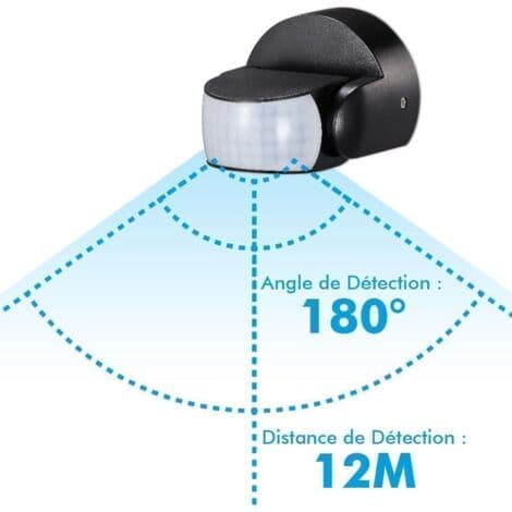 IP65 Svart Infraröd Väggmonterad Rörelsedetektor