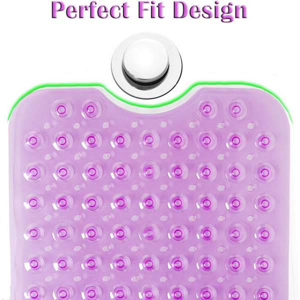 Badekar måtte 30% Ekstra Lang Bruse måtte Anti-Skridsikker Bade måtte med 200 Sug kopper, 16 x 40 tommer Transparent Purple 16 x 40 in