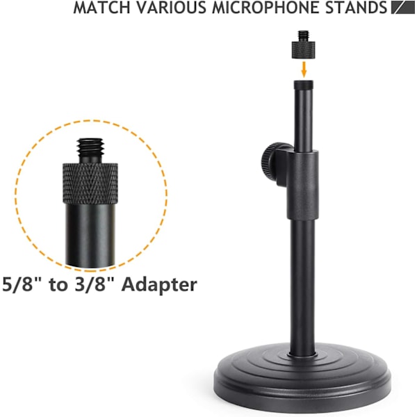 Mikrofonstativadapter 5/8 hun til 3/8 han adaptergevind til mikrofonstativer 2-pak
