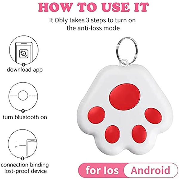 GPS Tracker til børn Anti-Lost Alarm Enhed Hundepote Stil Mini Kat Hunde GPS Tracking Locator Bærbar Bluetooth Item Finder-4 stk