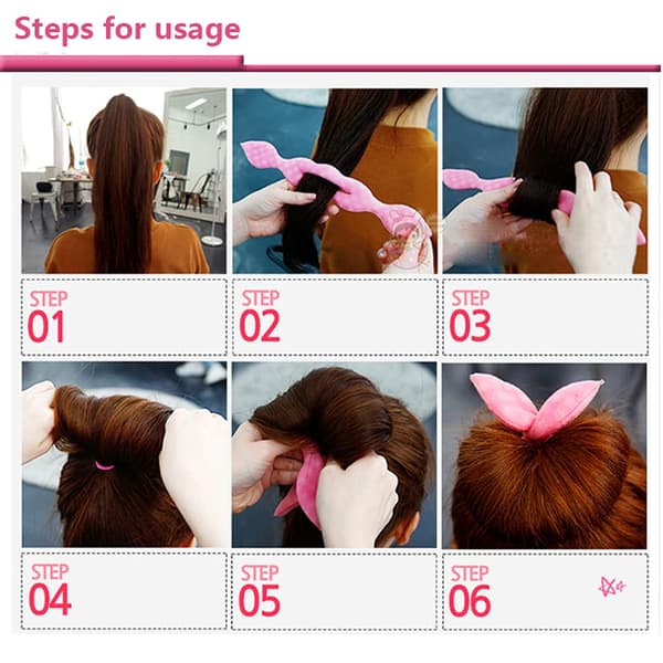 Hårbolle maker, 4 stk. Magic Rabbit Ear Styling Curl Bun Maker Fleksibel Genanvendelig Bun Crown Twister - Dot