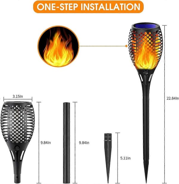 Solcellefakkel Havefakkel Vandtæt Solcellefakkel Solcelleflammelamper Udendørs Dekoration Solcelleflamme (pakke med 1)