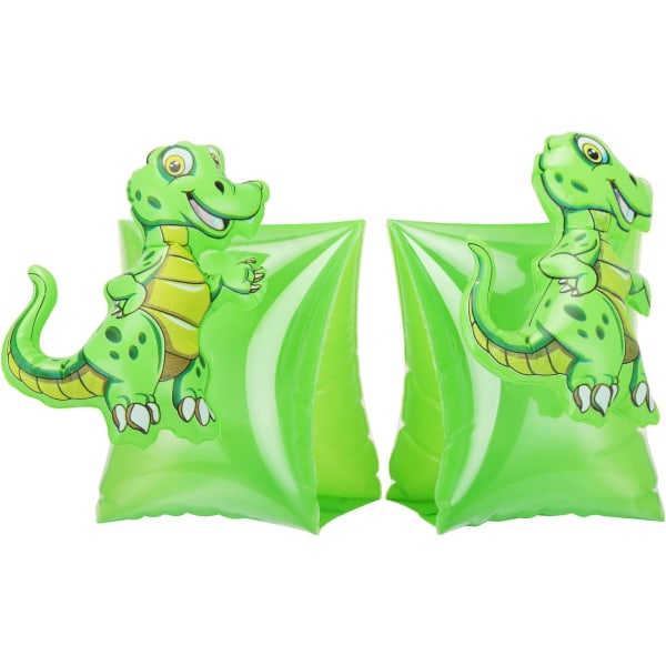 Uppblåsbara Swim Floater-ärmar för barn, tecknade simarmband Floaties Water Wings Floatation-ärmar（Grön & Dinosaurie）