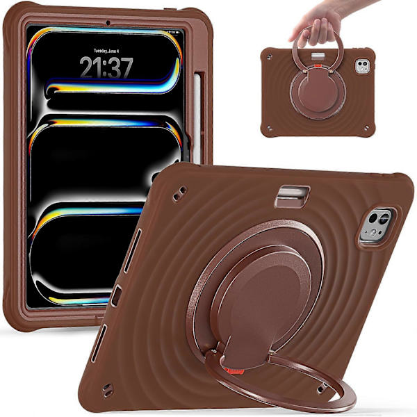 Fodral för iPad Pro 11 (2024) Roterbart Handtag Ställ PC+Silikon+TPU Tablettskydd