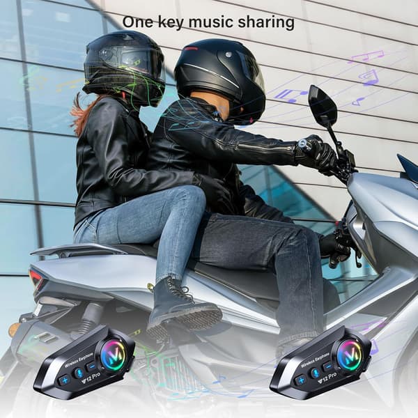 x Motorcykel Intercom Sæt Bluetooth 5.4 Motorcykel Hjelm Dual-Chip Audio-Multitasking Motorcykel Kommunikationssystemer, IP56