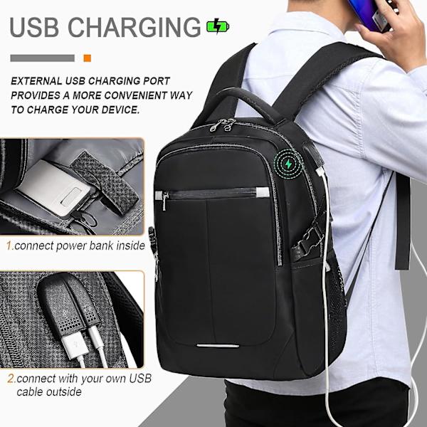 Liike-laptop-reppu USB-latausportilla - Vedenkestävä koululaukku