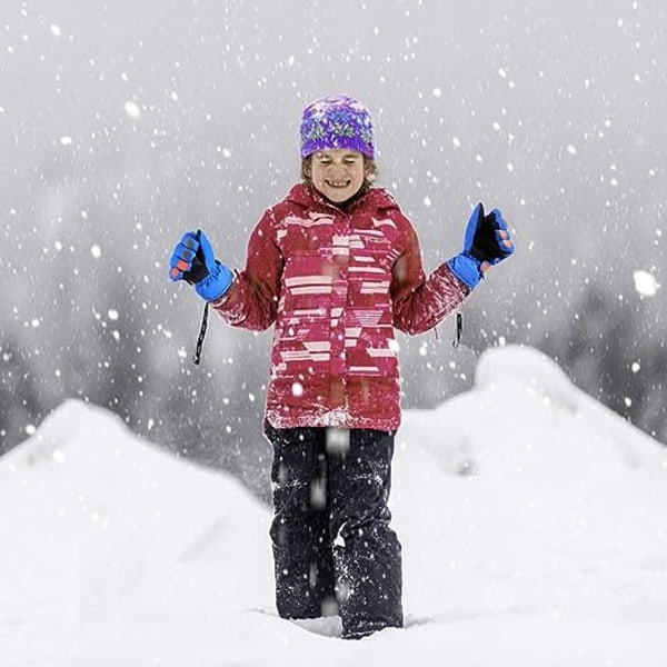 Barnskidhandskar, vintervarma vindtäta snöhandskar för tjejer och pojkar i kallt väder handskar för barn 9-12 år