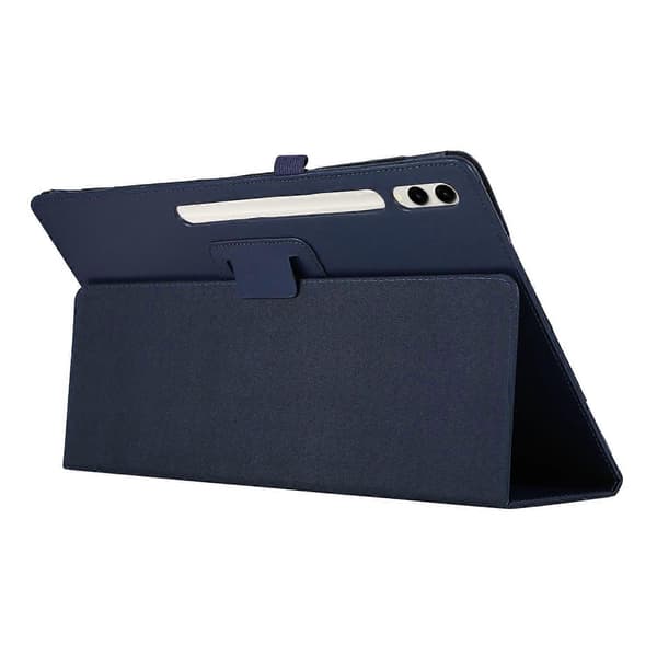 Fodral för Samsung Galaxy Tab S10 Ultra, Bi-Fold Ställ Läder Tabletskydd Litchi Textur - Mörkblå