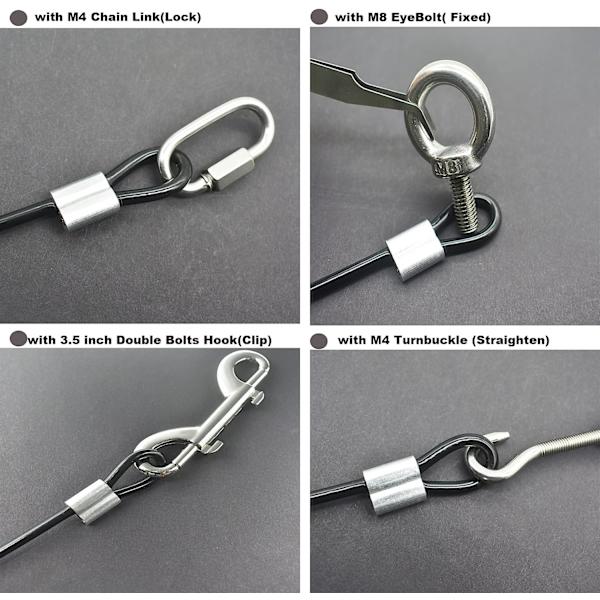 15 stk. rustfrit stålwire loops kort wire reb snorlås sikkerhedslænker