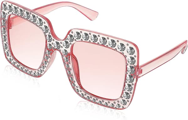 Oversized solbriller med rhinestones for et glamorøst utseende