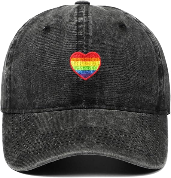 Denim Rainbow Cap – Denim-effekt Hat - Vis støtte og mangfoldighed, Sort Black