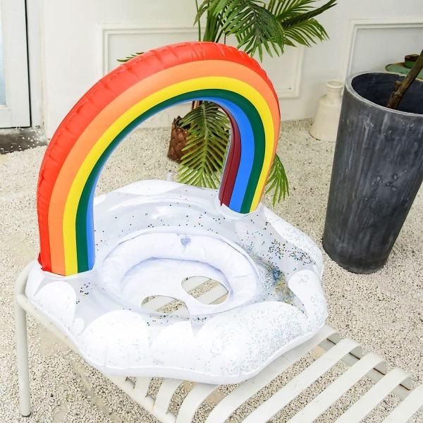 Baby , regnbågspaljett Uppblåsbar simboj Baby Glittrande simring för barn 1-5 år för poolfest Baby