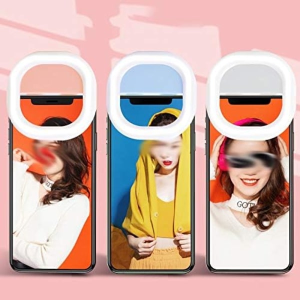 LED Selfie Ring Light Lighting Ring Flashes (Farge: Rosa)