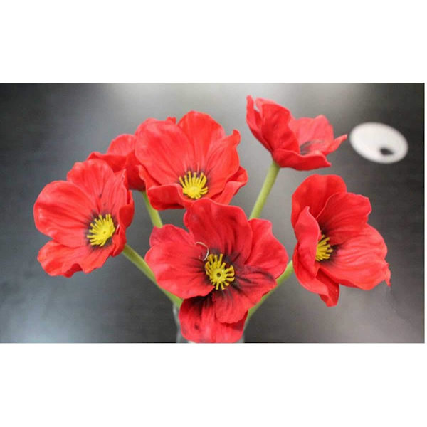 20 stj konstgjorda vallmofrön Konstgjorda blommor för bröllop semester brudbukett hemfestdekor (röd)