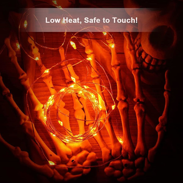 Höstdekorationsljus, 12/8-pack 2m 20 LED höstfe-ljus Halloween inomhus blinkande stjärnljus batteri mikro silvertråd eldflugeljus Orange