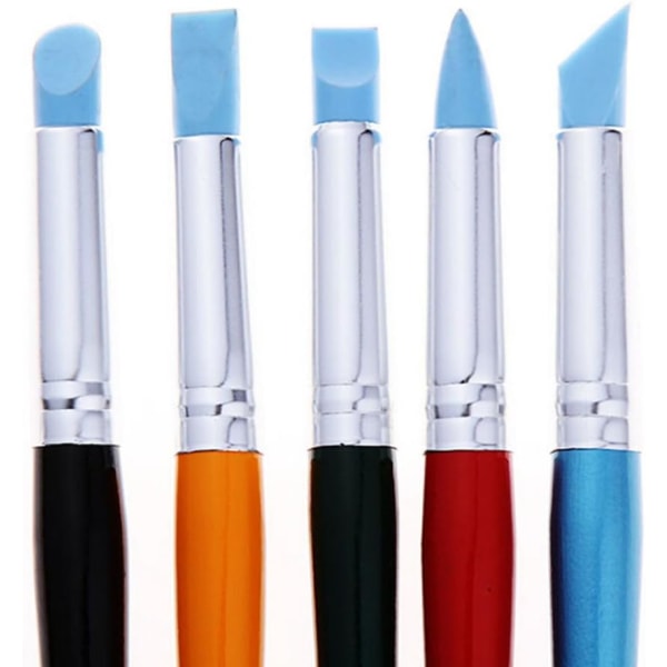 Brush Set - 5 Pieces Professional Silicone Brush Mixer for Painting, Masking Fluid, Clay Shaping