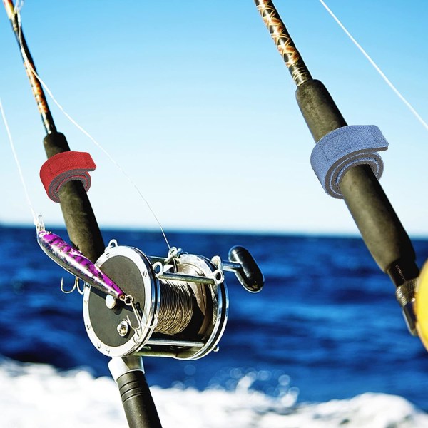 10-pack fiskespöremmar, 5 färger elastiska magic lockband, justerbara fiskespöremmar.